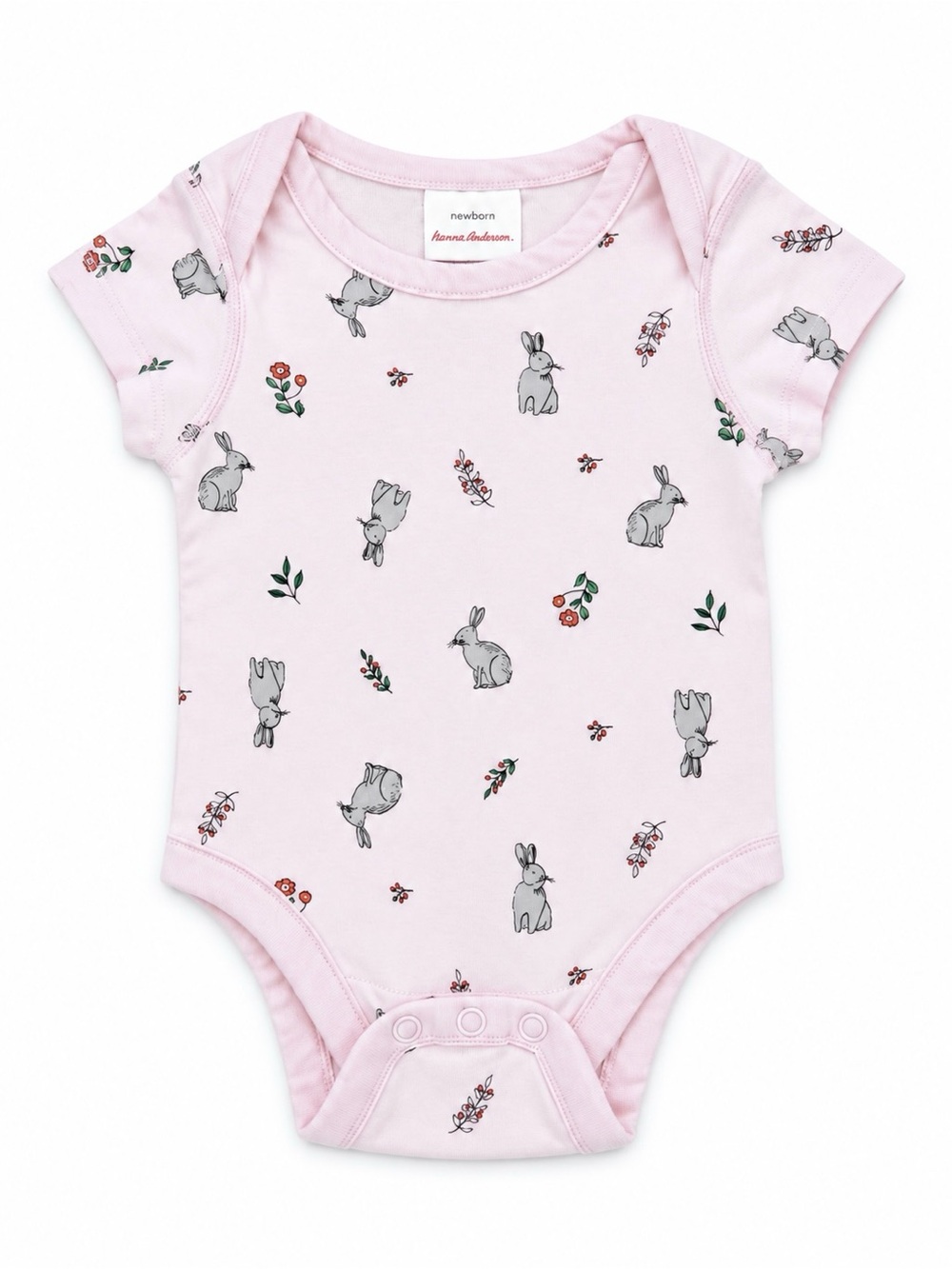 Hanna Andersson Newborn Bunny Floral Organic Cotton Onesie Bodysuit